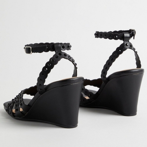 Torrid Embellished Black Strappy Wedge Heel Sandals - Picture 3 of 6